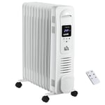 HOMCOM 2500W Oil Filled Portable Radiator Heater w/ Remote Control - White