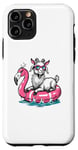 iPhone 11 Pro Funny Goat On Flamingo Floatie Summer Vibe Pool Party Case