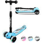 YOLEO Trottinette Enfants Pliable, Trottinette 3 Roues avec LED Roues Plateau Antidérapant, Patinette réglable en Hauteur, Trottinettes Classiques Enfant, Scooter pour Enfants