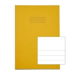 100x A4 Exercise Book Yellow 32 Pages Top Plain Bottom Half 15mm Feint VPW024-25