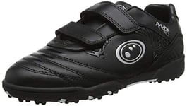 Optimum Unisex Kids' Razor Football Boots | Flat Moulded Turf Outsole | Easy Fastening Astro Trainers | PU Leather | Flexible & Comfortable Fit | Black/Silver | Size 3 (EU 36)