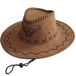 Miehet Naiset Kesämatka Aurinkosuojavoide Mokka Nahka Länsi-Cowboy-hattu Sarjakuva Lehmänpääkuvio Big Wide Brim Sun Jazz Cosplay Cap W65