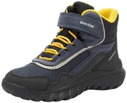 Geox Garçon J Simbyos Boy Abx Basket, Navy Yellow, 27 EU