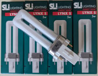 4x SLi Lynx S G23 2 pin 5w warm white 3000k CFL bulb MADE IN UK 250 lumen (A1)