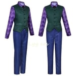 Heath Ledger Cosplay Suit -elokuva The Dark Knight Joker -asu Purppuratakki Täysi setit Halloween Clown Trenditakki Cos L