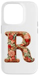 Coque pour iPhone 14 Pro Monogrammed Christmas Floral Initial R Gingerbread Letter R