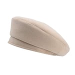 QB Béret Femme Chapeaux d'hiver pour Femmes Casquette Plate Couleur Unie Laine Vintage Peintre Cap-Beige