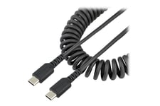 StarTech.com 20in (50cm) USB C Charging Cable, Coiled Heavy Duty Fast Charge & Sync USB-C Cable, High Quality USB 2.0 Type-C Cable, Rugged Aramid Fiber, TPE, 3A, S20, iPad, Pixel - Durable Male to Male USB, Black - USB Type-C kabel - 24 pin USB-C til 24 p