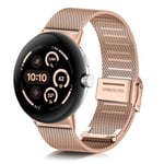 ToVioc Bracelet Compatible avec Google Pixel Watch 3 45mm, Bracelet en Maille Réglable en Acier Inoxydable pour Google Pixel Watch 3 45mm - Or Rose