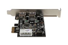 StarTech.com PCI Express (PCIe) SuperSpeed USB 3.0-kortadapter med 2 portar och UASP – LP4-ström - USB-adapter - PCIe - USB 3.0 x 2