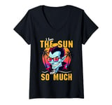 Womens I Love The Sun Funny Vampire Sunglasses Tropical Sunset Vibe V-Neck T-Shirt