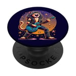 Drôle Chat Rockstar Guitare Joueur Cheveux Métal Glam Rock Band PopSockets PopGrip Adhésif