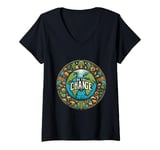 Womens Plant the Seed of Change on Planet Earth V-Neck T-Shirt