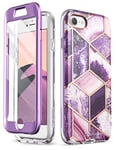 i-Blason Cosmo Series Stylish Protective Bumper Case for iPhone SE (2020)/7/8, Marble Purple