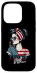 Coque pour iPhone 14 Pro Trump Girl Messy Bun Trump 2024 Élection Drapeau américain