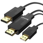 Câble Hdmi Vers Displayport, 2M Cable Hdmi Vers Dp Avec Usb/Audio, 4K@60Hz Câble Hdmi À Display Port Adaptateur, Actif Cordon Convertisseur Hdmi To Dp Pour Ns,Xbox One 360,Dex Pad,[YIN141770]