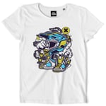 Teetown - T Shirt Femme - Casque Cross - Motocross Moto Rider Vitesse Bécane Rallye Course - 100% Coton Bio