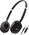 Ha-S160M-B-U Casque Plat Pliable Et Compact - Couleur Brillante - Avec Interrupteur Marche/Arr¿ºt Pour Microphone - Id¿¿al Pour Le T¿¿l¿¿travail Et Les R¿¿unions En Ligne - Noir