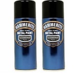 2x 400ml Hammerite HAmmERED BLACK Direct to Rust Metal Spray Paint Aerosol 400ml