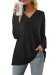 Florboom Ladies Tops Long Sleeve Pleated Casual Swing Tunic Shirts Black Size 14 16