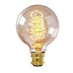 ONEPRE Vintage Edison Light Bulb G80 BC B22 Bayonet 60W Dimmable Retro Filament Light Bulb Spiral Globe Style Warm White