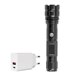 PNI Adventure F10 Kit lampe torche en aluminium avec LED 6 W 500 lm jusqu'à 200 m Mise au point avec batterie CHG300 Alimentation USB C QC3.0, PD3.0, PPS et port USB-A 30 W