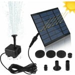 Solar fontänpump, vattenpump med 1,2W monokristallin solpanel för trädgårdsdamm, fiskdamm, liten damm, svart