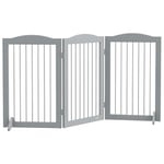 PawHut Barriere de sécurité Pliable, barrière Chien 3 plaques, 2 Pieds de Soutien, Hauteur de 80 cm, pour Portes, couloirs, Chambres et escaliers, Gris