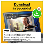 Nero Screen Recorder Pro | Screen Recording on PC | 4K | Record Video, Audio, Webcam | Create Tutorials, Gamesplays | Windows 11 / 10 | 1 Device | Annual licence | Activation code per email