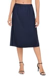 Vlazom Jupon Femme Longue Jupes de Robes Fond de Jupe avec Dentelle Jupon pour Femme Demi-Jupe avec Dentelle Jupon sous Robe，Bleu Marin，XXL