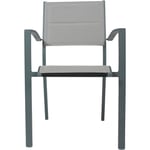 Fauteuil De Jardin Aluminium Empilable Gris Foncé Canberra Hyba - L'unité