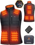 GOTOBI Gilet Chauffant Homme avec Batterie 7.4V 16000mAh, 9 Zones de Chauffage, 4 en 1 Interrupteur Intelligent avec Design d'extinction des Lumières, Veste Chauffante pour Plein Air taille L noir