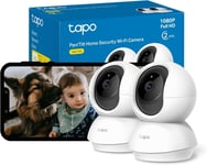 Tapo Wifi Indoor Camera, 2K 3MP Full HD Baby 360° Pan/Tilt 2-pack