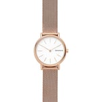 Skagen Signatur Montre pour Femmes, Mouvement à Quartz, Bracelet en Acier Inoxydable Ou en Cuir, Ton Or Rose et Blanc, 38Mm