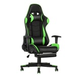 Gaming Chair, Racing Style Office High Back Ergonomic Conference Work Chair Reclining Computer PC Swivel Desk Chair 170 Degree Reclining Angle with Headrest, Lumbar Cushion & Footrest (Green)