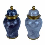 Tibor DKD Home Decor Porcelain Blue Golden Marble Modern 17 x 17 x 32 cm [2 U