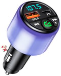 Mohard Bluetooth 5.3 Car Adapter, [PD 30W & QC3.0 18W] Fast Car Charger FM Bluetooth Transmitter, [All-Over Glow] Wireless Radio Transmitter Bluetooth Car Kit, Hi-Fi Stereo, Hands-Free Calls