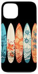 Coque pour iPhone 13 Planche de surf tropicale colorée Art Hibiscus Beach Vibes