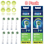 8X Genuine Oral-B Cross Action White Electric Toothbrush Heads Clean Maximiser