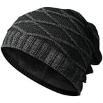 Idée Cadeau Noël Bonnet Homme - Cadeau Homme Femme Calendrier de l'Avent Bonnet Homme Femme Hiver, Noir Bonnet Ski Running Homme Doublé Polaire, Cadeaux Papa Maman Couple Ado Garçon, Taille Unique