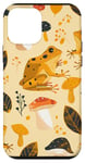 Coque pour iPhone 12 mini Jaune Paisley Cottagecore Grenouille et champignon Art vintage