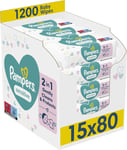 Pampers Sensitive Baby Wipes 15 Packs of 80 = 1200 1200 count (Pack 1) 