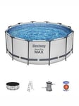 Bestway 12Ft Steel Pro Max Frame Pool Set, Filter Pump With Ladder