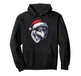 Wolf Santa Hat Xmas Wolf Wild Animals Lover Christmas Pajama Pullover Hoodie