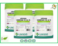 Vegan Omega 3, 6 & 9 Flaxseed 1000mg (360 Soft Gel), Brain Heart Eyes LINDENS UK