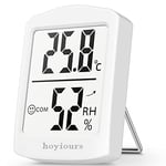 hoyiours Indoor Thermometer Hygrometer, Digital Room Thermometer Humidity Gauge with Dual Sensors, Temperature Humidity Monitor for Patio, Home and Greenhouse, White Color Design