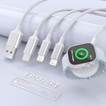 4 in 1 Charger Cable for Apple Watch/iPhone/Airpods, Wireless Watch Charger, Portable Apple Watch and Phone Charger Compatible with Apple Watch Series 7,6,5,4,3,2,1 iPhone/Pad Series