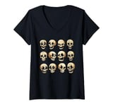 Womens Skull Halloween Funny Skeleton Bones Men Women Kids V-Neck T-Shirt