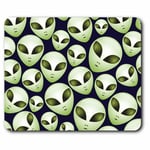 Computer Mouse Mat - Green Alien Head Aliens UFO Office Gift #21513