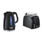 Russell Hobbs Set Petit Déjeuner Bouilloire et Grille Pain Toaster XL Texture Noir - 22591-70 et 22601-56